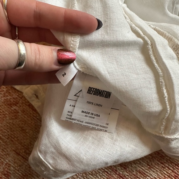 NWT reformation Landen linen top white size 2 - Picture 6 of 10